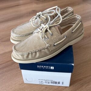 Sperry Men's Beige Canvas Boat Shoes